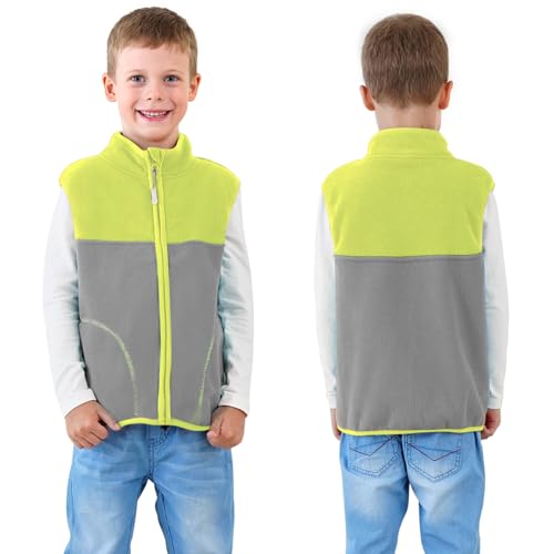 Image of Boys Full Zip Polar Fleece Vest Sleeveless Outwear Warm Jacket with Pockets