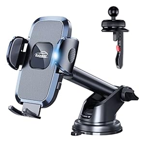 Phone Holder for Cars, Strong Suction Car Phone Holder for Dashboard/Windscreen/Air Vent, Rainway Universal Mobile Phone…