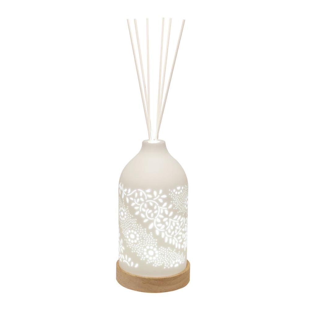 Aroma Accessories Woodbridge Leaf Clean Linen LED Light up Reed Diffuser