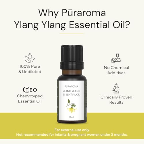 Image of Ylang Ylang Essential Oil 10ml | Pure & Therapeutic Grade | Promotes Hair Growth & Balances Sebum | Lifts Mood & Induces Sleep | Relieves Pain & Muscle Spasms | Ideal for Diffuser & DIY Blends