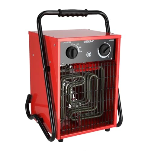 DEDRA Radiateur soufflant électrique 5 kW 400 V carré rouge DED9922 pour pièces bien isolées,...