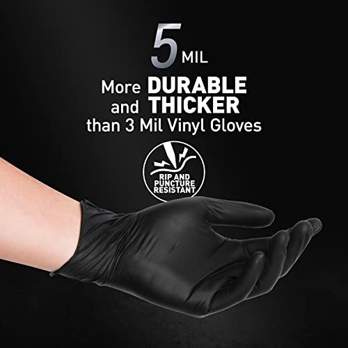 Okiaas Black Disposable Gloves Medium, Vinyl Gloves Disposable Latex Free, 5 Mil, 50 Count, For Food Prep, Household Cleaning, Hair Dye, Tattoo #TOP1