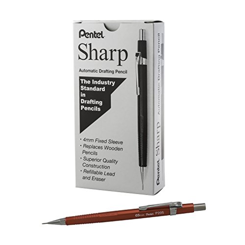 Pentel Sharp Mechanical Pencil, (0.5Mm), Metallic Red Barrel, Box Of 12 (P205Mb) #TOP18