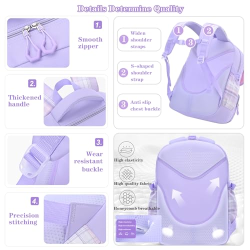 Girls Backpack,Kids School Backpack With Lunch Box Pencil Case Set,Cute Childrens Schoolbag For Girls4