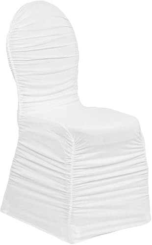 Ruched moda Spandex banquete cubierta de la silla se adapta a redonda banquete o corona parte superior banqueteblanco, 1Pk