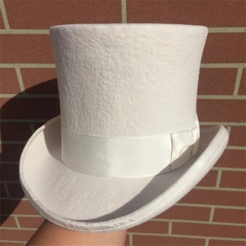 SaoBiiu White Wool Felt High Top Hat Wedding Hat Topper Hat for Men Women A S 55cm steampunk buy now online
