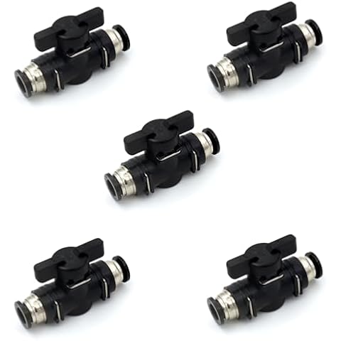 ANHAN 1/4 Push to Connect Ball Valve Union Air Flow Control Valve Quick Connect Tube Fittings Pneumatic Valve Air Hose Fittings 3pack Cover