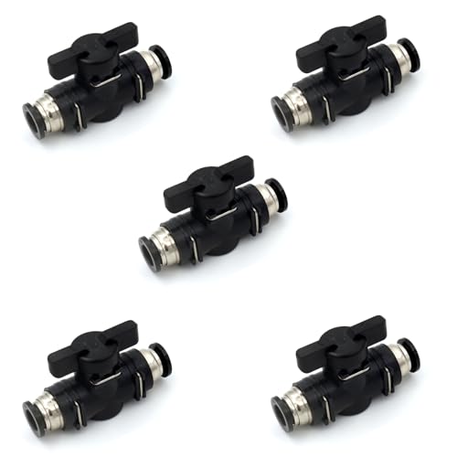 ANHAN 8mm Push to Connect Ball Valve Union Air Flow Control Quick Connect Tube Fittings 5pack