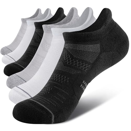 CS CELERSPORT 6 Pack Women's Ankle Running Socks Cushioned Low Cut Tab Athletic Socks