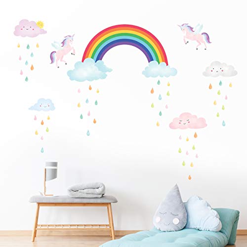DECOWALL-DA-2008-Rainbow-and-Unicorn-Wall-Stickers-Wall-Decals-Peel-and-Stick-Removable-Wall-Stickers-for-Kids-Nursery-Bedroom-Living-Room-dcor-Birthday-Girl-Decorations