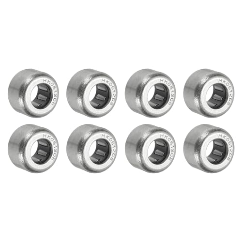 PATIKIL 6 X 12 X 8 Mm Rodillos Agujas, 8PCS Cojinete Copa Estirada Acero Completo Con Extremos Abiertos Para Uso Cajas Cambios, Plateado