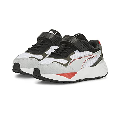 PUMA Puma RS-Metric Alternate Closure+ Sneaker, White-High Risk Red, 1 US Unisex Little Kid