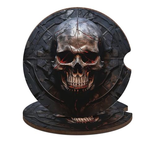 Portavasos para auto diseño calavera 2 unidades 2.6 pulgadas miniatura 1