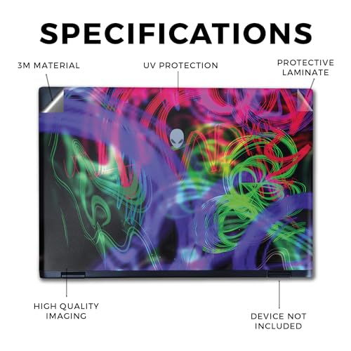 Image of Laptop Skin Compatible with Alienware M16 R2 (2024) - Neon Splatter - Premium 3M Vinyl Protective Wrap Decal Cover - Easy to Apply | Crafted in The USA by MightySkins
