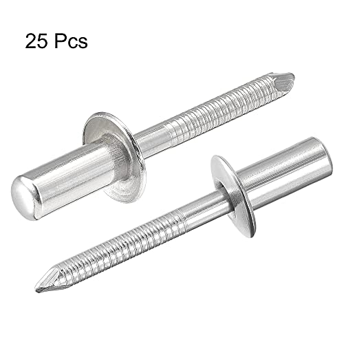 Uxcell A21020500UX0098 Blind Rivets, 304 Stainless Steel Pull Rivets Core Decoration Rivets 6.4Mm Diameter 14Mm Grip Length Close End Silver Tone thumb #3