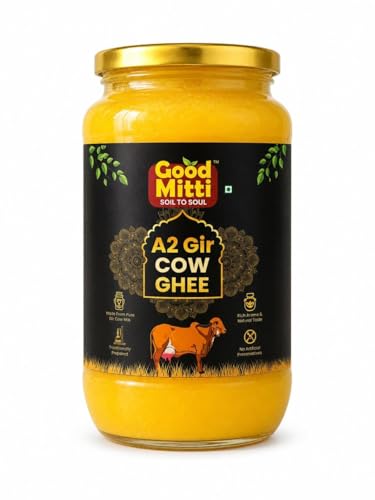 Image of Good Mitti A2 Gir Cow Ghee 1L | Traditional Bilona Method Cultured Desi Ghee | Grass Fed Pure Cow Ghee | Lab Tested, Natural & Healthy | Rich Aroma | Healthy Cooking Cow Ghee | Glass Jar | Indian Gir Cow Ghee