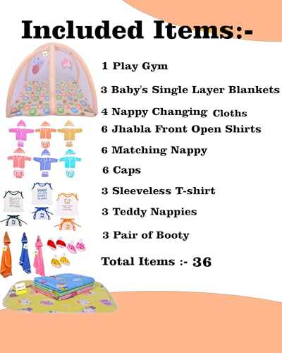 Image of Toddylon All in One Daily Essential in One Pack 36 in 1 New Born Baby Products Gift Packs | Hospital Kit Combo | Infants Boys Girls | Perfect for Newborns | Ideal for 0-6 Months (Orange)