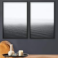 2 Piece Framed Canvas Wall Art Black and White Scenery Canvas Prints Home Artwork Decoration for Living Room,Bedroom - 16