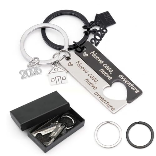 VEGCOO 2026 Nuova Casa Nuove Avventure Portachiavi, 2 Pezzi Coppia