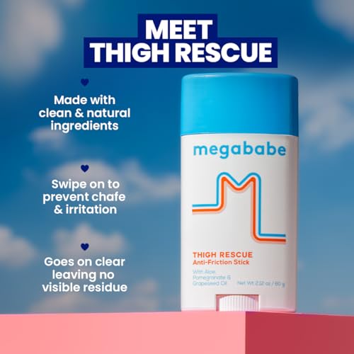 megababe thigh rescue anti-chafe stick  prevents skin chafe amp irritation  thighs arms bra-lines amp more