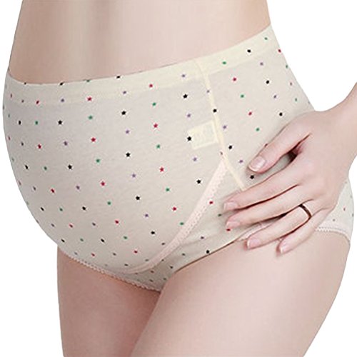 Ketamyy Bragas Embarazo Cintura Alta Cuidado para El Abdomen Ropa Interior Premama Tamaño De La Cintura Ajustable Imprimir Bragas Estrellas De Color Desnudo 2XL