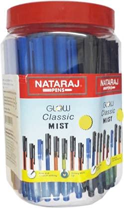 Image of Nataraj Gcm Ball Pen Jar (100 Pc) Glow Classic&Mist Mixed In Jar,Blue