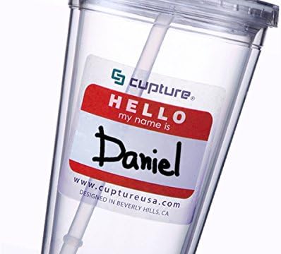 Cupture Classic Insulated Double Wall Tumbler Cup with Lid, Reusable Straw & Hello Name Tags - 24 oz, 2 Pack (clear) - Image 4
