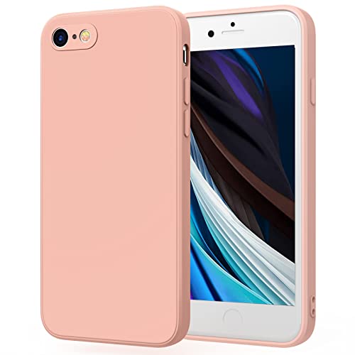 AK Funda para iPhone SE 2022 2020 / iPhone 8 / iPhone 7,Funda de Liquida Silicona con Forro de Microfibra Suave Protección Completa para iPhone SE(Rosa)