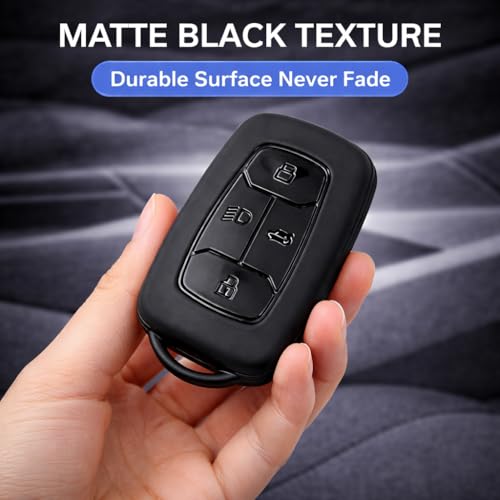 Image of JVCV Soft TPU Cover Compatible with Tata Nexon EV, Harrier, Tiago EV, Altroz, Tigor, Safari, Punch 4 Button Smart Key | Scratch-Resistant Protective Case (Matte Black)