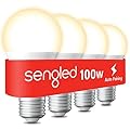 Sengled Alexa Light Bulbs, 100W Equivalent, S1 Auto Pairing with Alexa Devices, Smart Light Bulb that Work with Alexa, Bluetooth Mesh Smart Home Lighting, ?Warm Light Bulbs, No Hub Required, 4-Pack,