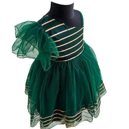 Image of Stanwells Kids Baby Girl Peacock Blue Net Frock Birthday Kids Dress for Girls Short Sleeve Flared Knee Length 6Months-8 Yeras