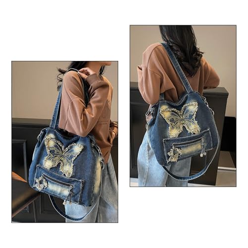 Bolso Tote Denim Retro Y2K con Gran Capacidad miniatura 4