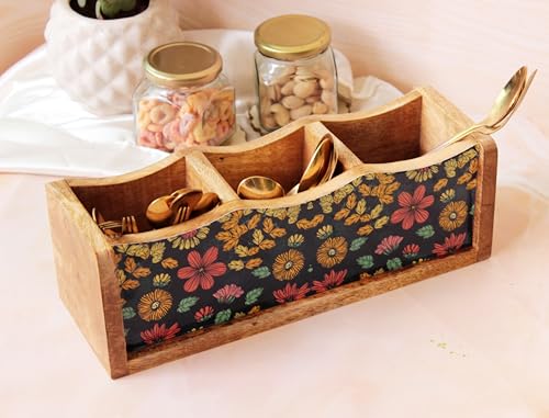 Image of Monstera Hut - Wooden Cutlery Holder| Spoon Stand For Kitchen | Utensil Holder for Kitchen Counter | Wooden Storage Organiser (30 *10*10 cm)
