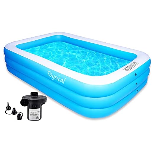 Toysical Family Pool Inflatable With Pump - 118 x 72 x 22" Swimming Pools for Kids and Adults or The Entire Family - More Durable than other blow up pools for adults - Includes Patches