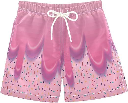 3 Stripes Boys Ice Cream Shorts, Ice Cream Baseball Shorts, Kids Summer Cute College Style, Elastic Waist Casual Pants4