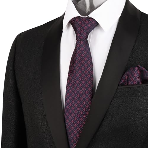 Image of Alizeal Mens Vintage Solid Plaid Tie with Pocket Square 3.15inches Necktie Set