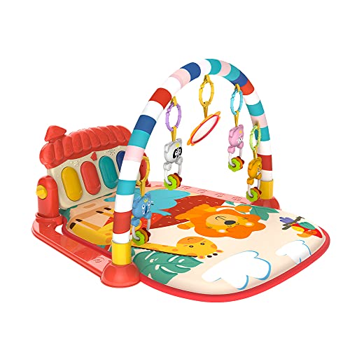 Image of Lcasio Musical Baby Gyms Play Mats Musical Activity Mat Piano Baby Play Gym Tummy Time Padded Mat for Baby Newborn Toddler Infants (Red)