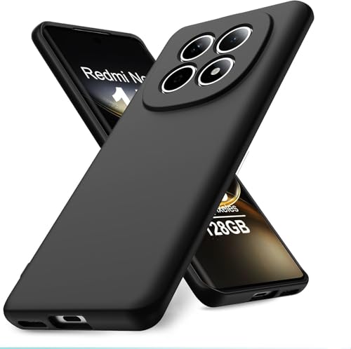 Image of DIZORO Compatible with Mi Redmi Note 15 5G Back Cover with Upgraded Square Edges for Camera Protection Shockproof Flexible Matte Liquid Silicone Mobile Phone Case (Black)