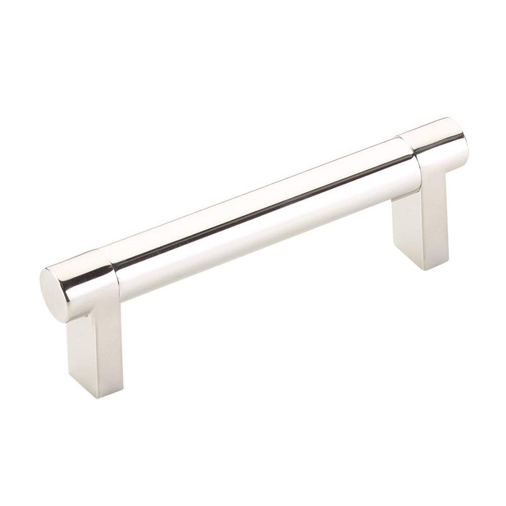 Emtek Select Smooth Cabinet Pull with Polished Nickel (US14) Stem Finish - Choice of Size - 84052.RECUS14.SMUS14 - Center-to-Center: 3 1/2"