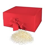 SM SANMARIE Scatola Regalo con Coperchio Magnetico, Scatole Regalo di Alta Qualità, Carta 1200 gr, Set Pacco Regalo con Raffia, Nastro e Bigliettino, Design Bicolore Rosso e Bianco