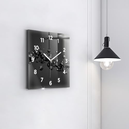 Horloge de qualité supérieure Wallfluent 30x30 cm au design abstraction noire - 4