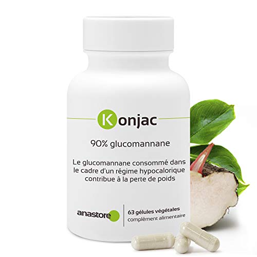 KONJAC *Titulado al 90% en glucomanano* Excelente reductor natural del apetito * favorece el tránsito intestinal * 63 cápsulas vegetales/371mg* Fabricado en Bélgica* Calidad Certificada por Certificado de Análisis