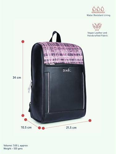 Image of ZOUK Olina Daypack for Women - Convertible Backpack with Laptop & iPad Compartments | Stylish Handcrafted Office & Travel Bag with Water-Resistant Lining & Dual Straps |
