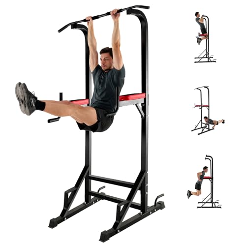 ISE Maquina Dominadas, Estación de Musculación, Torre de Gimnasio Entrenamiento Multifuncional, Multiestación con Barra de Dominadas Fitness, Power Tower de Pull-up, Ejercicio Fuerza Gimnasia