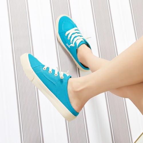 Image of hash bubbie Women's Mules Slip on Sneakers Canvas Tennis Shoes | backless summer close toed sandals non slip on walking casual comfortable