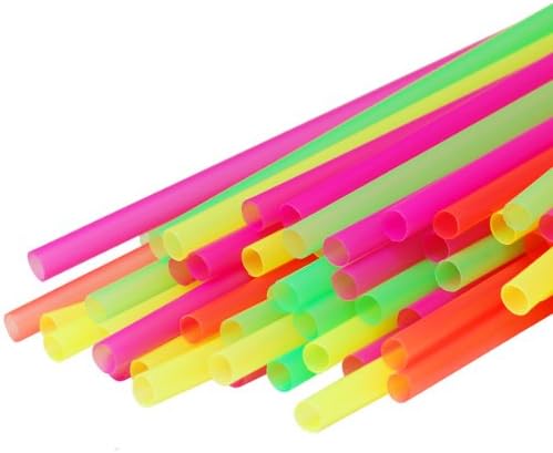 300ct Large Milkshake/Smoothie/Slush Straws, Disposable Jumbo Extra Wide Thick Long Plastic Drinking Straw, Assorted Colors, 9"x.4" (300)