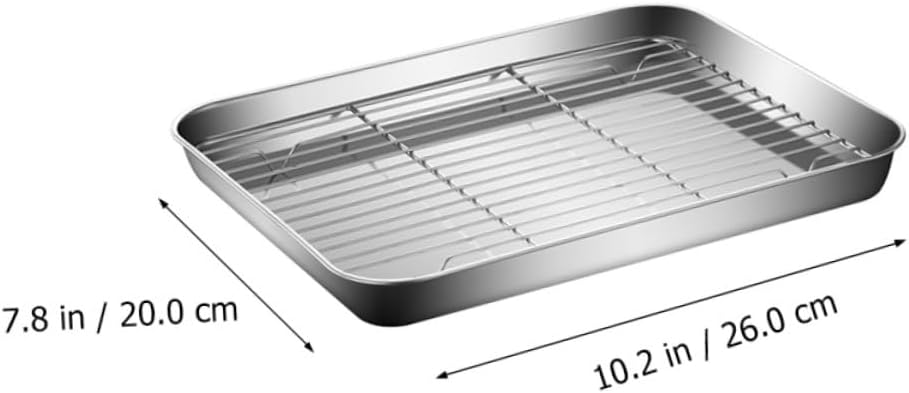 Alipis 2sets Stainless Steel Baking and Cooling Rack Kitchen Storage Pans for Oven for Baking Bread Chicken Space-saving Design Dishwasher Safe