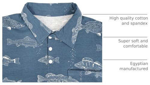 Image of Unique Baby Boys Daddy and Me Matching Fish Pattern Polo Shirt