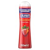 Durex Gleitgel Strawberry – Wasserbasiertes Erdbeer-Gleitmittel für angenehme Gleitfähigkeit, sanft & pH-freundlich – 50 ml