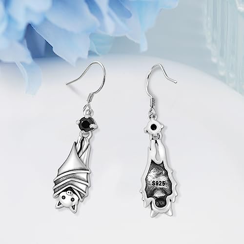 Gothic/Black Cat/Bat Earrings for Women 925 Sterling Silver Vintage Halloween Bat Black Cat Jewelry for Women3